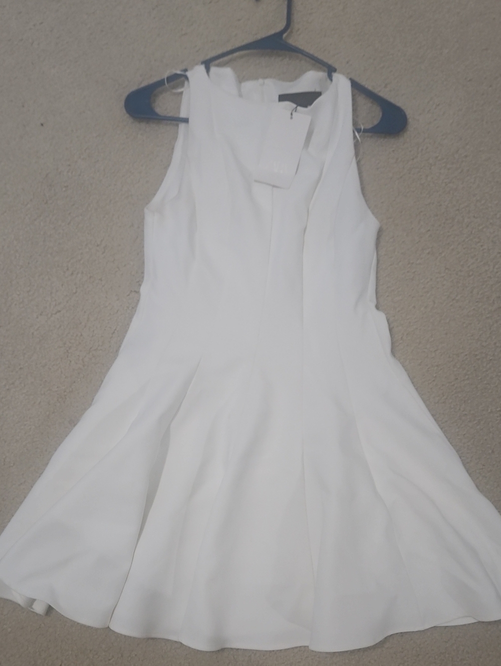 Zara White Sleeveless Flared Mini Dress